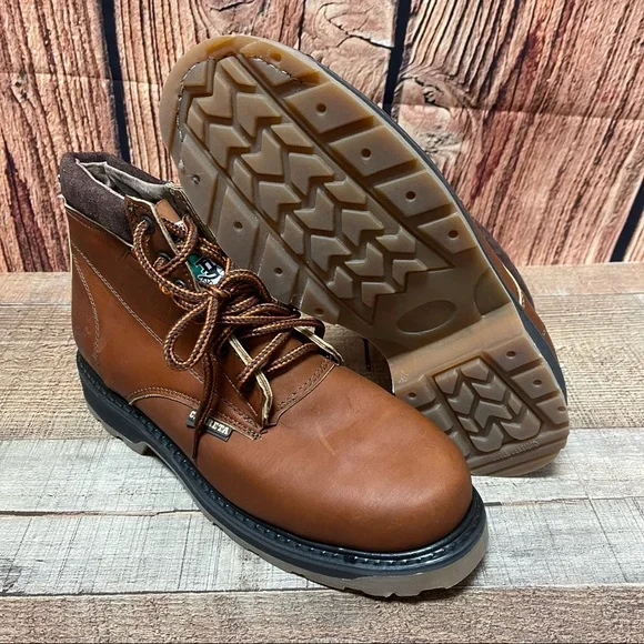Mens Leather Work construction Comfy Boots Gold Bota trabajo Cómoda Liviana 202 Mens Construction Soft Toe Work Boots Lace-up Botas trabajo  main image 3